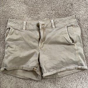 American Eagle mid rise khaki shorts